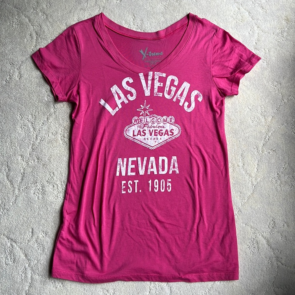 Pink Las Vegas Nevada vNeck Short Sleeve Tshirt, NWT